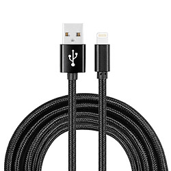 Wewoo Câble noir pour iPhone X, 8, 7 et 7 Plus, 6 6s, 6 Plus 6S Plus, 5 & 5s & 5C, iPad Air, mini YF-MX04 3 M 2.4A MFI Certifié Lightning à USB Nylon Weave Style Data de Recharge de Données,