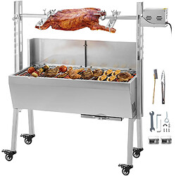 Grill Rotatif Barbecue Charbon électrique Bbq Rôtissoire Acier Inox - 60 Kg, 25 W, Pour un usage commercial & domestique, Réglable en Hauteur