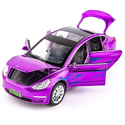 Universal (Modèle 3 Violet) 1: 32 Modèle de voiture en alliage à six portes Modèle Tesla X avec lumières simulées et jouets musicaux cadeaux pour enfants