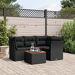 Maison Chic Salon de jardin 5 pcs avec coussins | Ensemble de Table et chaises | Mobilier d'Extérieur noir résine tressée -GKD98620