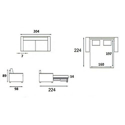 Acheter Inside 75 Canapé convertible OGGETTO matelas 16 cm sommier lattes 160cm RENATONISI polyuréthane gris graphite