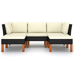 Avis Maison Chic Salon de jardin 5 pcs + coussins - Mobilier/Meubles de jardin - Table et chaises d'extérieur Résine tressée Noir -MN83494