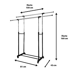 Burro Advanced porte-manteau métallique à roulettes Nyana Home 92x75x42cm extensible à 155cm pas cher