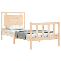 Acheter Maison Chic Cadre/structure de lit et tête de lit pour adulte - Lit Moderne Chambre 100x200 cm bois massif -MN65607