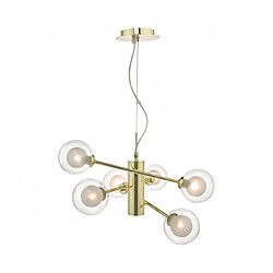 Luminaire Center Suspension Kumara Verre,or poli 6 ampoules 30cm