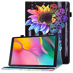 Etui en PU avec support et porte-cartes pour votre Samsung Galaxy Tab A 10.1 (2019) T510/T515 - tournesol