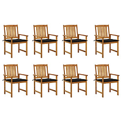 vidaXL Chaises de jardin avec coussins lot de 8 Bois d'acacia solide