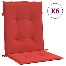 vidaXL Coussins de chaise de jardin à dossier bas lot de 6 rouge