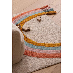 Atmosphera, Createur D'Interieur Tapis enfant rectangulaire à pompons Arc en ciel - 100 x 150 cm - Multicolore