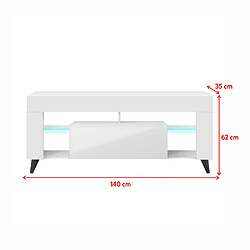 Avis Selsey Meuble TV - HugoB - 140 cm - blanc mat / blanc brillant - avec LED