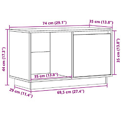 vidaXL Meuble TV Blanc 74x35x44 cm Bois de pin massif pas cher