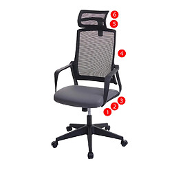 Avis Decoshop26 Fauteuil de bureau ergonomique pivotante avec accoudoirs et dossier en tissu mesh gris 04_0001881