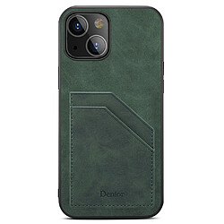 Coque en TPU + PU double porte-cartes, antichoc vert pour votre Apple iPhone 13 mini 5.4 pouces