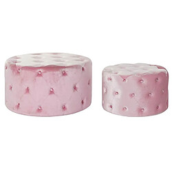 Pegane Set de 2 repose-pieds en velours coloris rose