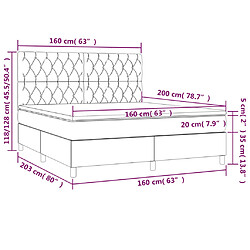 Maison Chic Lit adulte- Lit + matelas + LED,Sommier à lattes de lit matelas et LED Bleu foncé 160x200 cm -GKD23398 pas cher