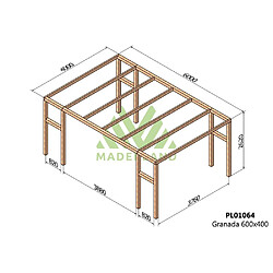 Maderland Pergola en bois lamellé-collé Granada 600 x 400 cm