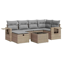 vidaXL Salon de jardin avec coussins 7 pcs beige résine tressée