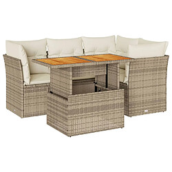 vidaXL Salon de jardin avec coussins 5 pcs beige résine tressée