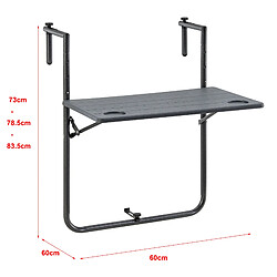 Avis Table de balcon suspendue Badolato rabattable et réglable en hauteur 83,5 x 60 x 60 cm [en.casa]