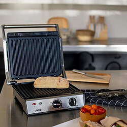 Livoo APPAREIL Grill Viande Panini INOX Bac récupérateur de graisse Plaque antiadhésive détachables 2000W Haute qualité