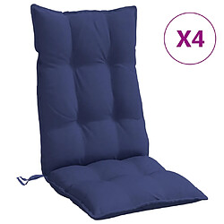 vidaXL Coussins de chaise à dossier haut lot de 4 bleu marine