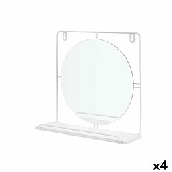 Gift Decor Miroir Blanc Métal Bois MDF 33,7 x 30 x 10 cm (4 Unités)