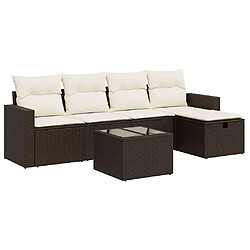 vidaXL Salon de jardin avec coussins 6 pcs marron résine tressée