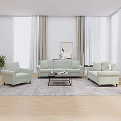 Maison Chic Ensemble de canapés 3 pcs avec coussins, Canapé droit Sofa pour Salon gris clair velours -GKD920167