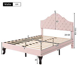 ComfortXL Lit Rembourré 140*200 Avec Sommier à Lattes Et Tête De Lit, Rose pas cher