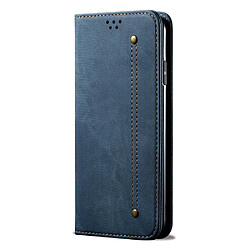 Etui en PU + TPU texture jeans avec support bleu pour votre Oppo A16