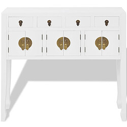 Helloshop26 Buffet bahut armoire console meuble de rangement en style chinois en bois massif blanc 4402004