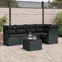 Maison Chic Salon de jardin 6 pcs avec coussins | Ensemble de Table et chaises | Mobilier d'Extérieur noir résine tressée -GKD45450