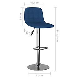 vidaXL Tabourets de bar lot de 2 bleu tissu pas cher