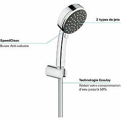 Avis GROHE Ensemble de douche 2 jets avec support mural Vitalio Comfort 100 - Chromé - 26399000