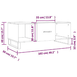 vidaXL Table basse gris béton 102x50x40 cm bois d'ingénierie pas cher