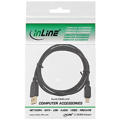 Avis Mini câble InLine® USB 2.0 de type A mâle à Mini-B mâle 5 broches noir / or 3m