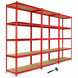 Monstershop Monster Racking 3 Rayonnages Z-Rax en Acier Sans Boulons Rouges 90cm x 183cm x 45cm