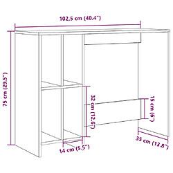 vidaXL Bureau chêne artisanal 102,5x35x75 cm bois d'ingénierie pas cher