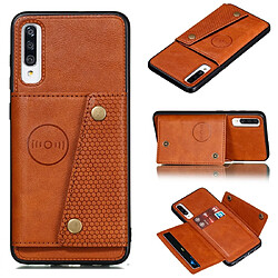 Wewoo Coque Rigide Pour Galaxy A70s Etui de protection magnétique antichoc en PU + TPU avec fentes cartes Marron