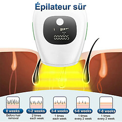 Chrono Épilateur à lumière pulsée,500,000 Flashs IPL Épilateur Laser Definitif, Épilation Laser avec 5 Niveaux Modes Auto/Manuel, Épilation Femme Corps/Visage/Aisselles/Maillot/Jambes/Dos (Blanc) pas cher