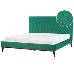 Beliani Lit double en velours vert 180 x 200 cm BAYONNE