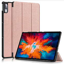 Etui en PU Litchi Texture Tri-fold Auto Wake/Sleep or rose pour votre Lenovo Tab P11 Pro TB-J706F/J716