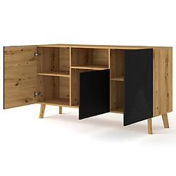 Bestmobilier Velato - buffet bas - bois et noir - 146 cm