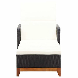 Maison Chic Chaise longue Jardin| Bain de soleil Relax | Transat Résine tressée et bois d'acacia massif Noir -GKD91584