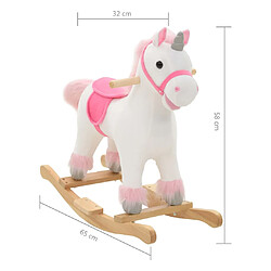 vidaXL Licorne à bascule Peluche - Blanc rose pas cher