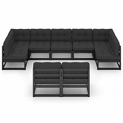 Avis Maison Chic Salon de jardin 9 pcs + coussins - Mobilier/Meubles de jardin - Table et chaises d'extérieur noir bois de pin massif -MN73953