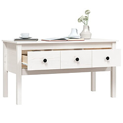 Maison Chic Table basse,Table Console Table d'appoint, Table pour salon Blanc 102x49x55 cm Bois massif de pin -MN24844 pas cher