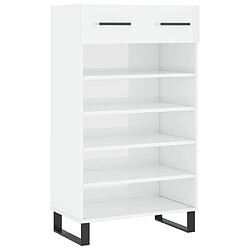 Maison Chic Armoire à chaussure,Meuble à Chaussures Blanc brillant 60x35x105 cm Bois ingénierie -MN25935