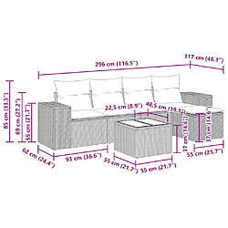 vidaXL Salon de jardin avec coussins 6 pcs marron résine tressée pas cher