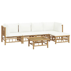 Avis Maison Chic Salon de jardin 6 pcs + coussins - Mobilier/Meubles de jardin - Table et chaises d'extérieur blanc crème bambou -MN90123